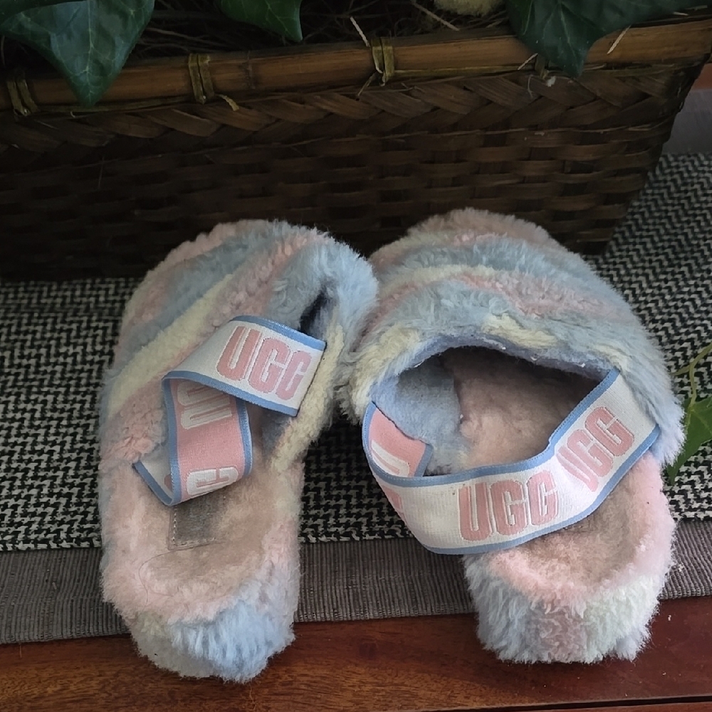 UGG Fluffy Slide Sandals in Pastel Colors